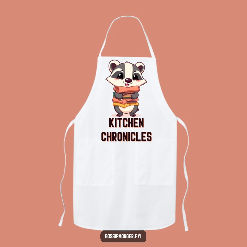 Funny Badger Scrolls Apron: Cheerful Gossip Chef's Delight