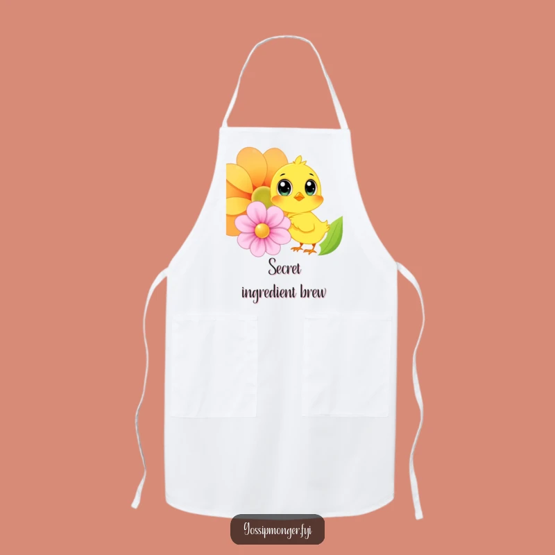 Funny Chick Whispering Secrets Apron: Kitchen Oversized Eyes Fun, Perfect Funny Gift for Cooks