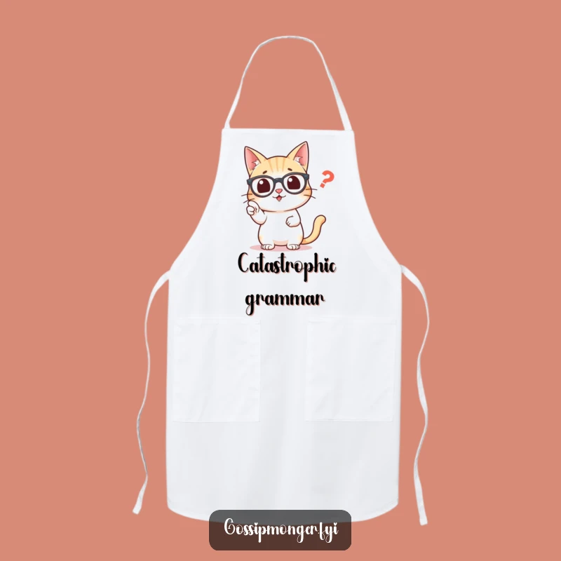 Funny Grammar Cat Apron: Cook with Precision and Punctuation