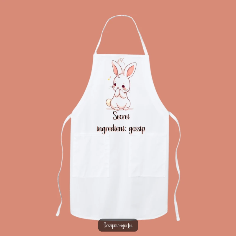 Funny Kawaii Rabbit Kitchen Apron, Cute Whispering Chef Bunny Gift