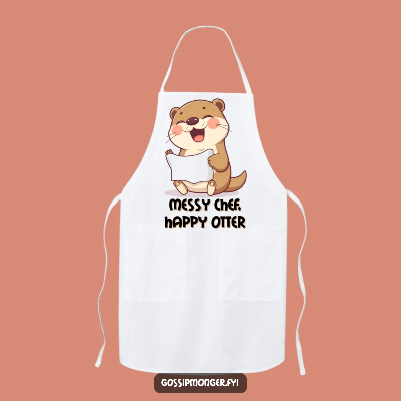 Funny Otter Apron: Giggling Otter Chef with Crumpled Paper, Hilarious Kitchen Gift