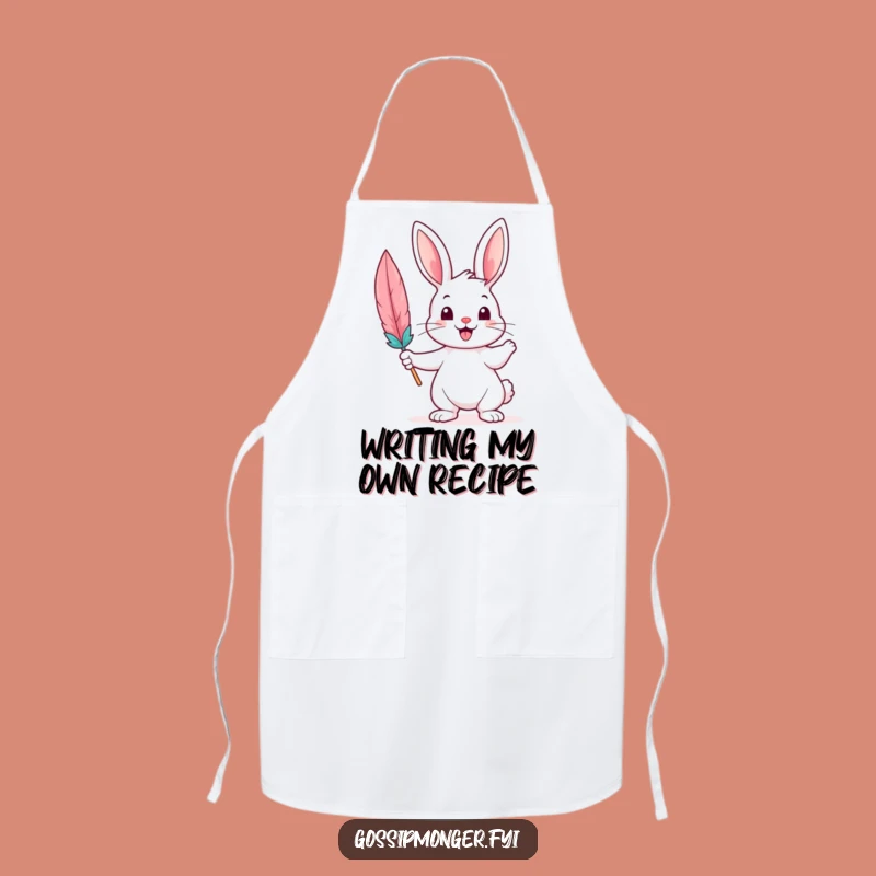 Funny Bunny Chef Apron: Cheerful Writer with Quill, Whimsical Kitchen Gift