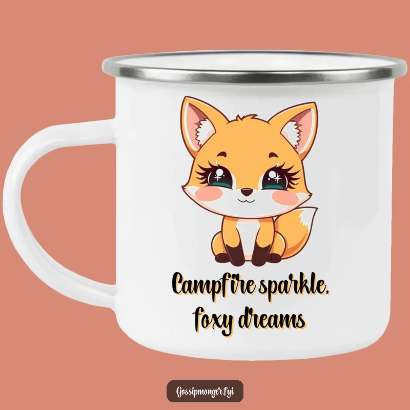 Funny Fox Sparkle Lashes Camping Mug - Flirty Adventure Drinkware Gift