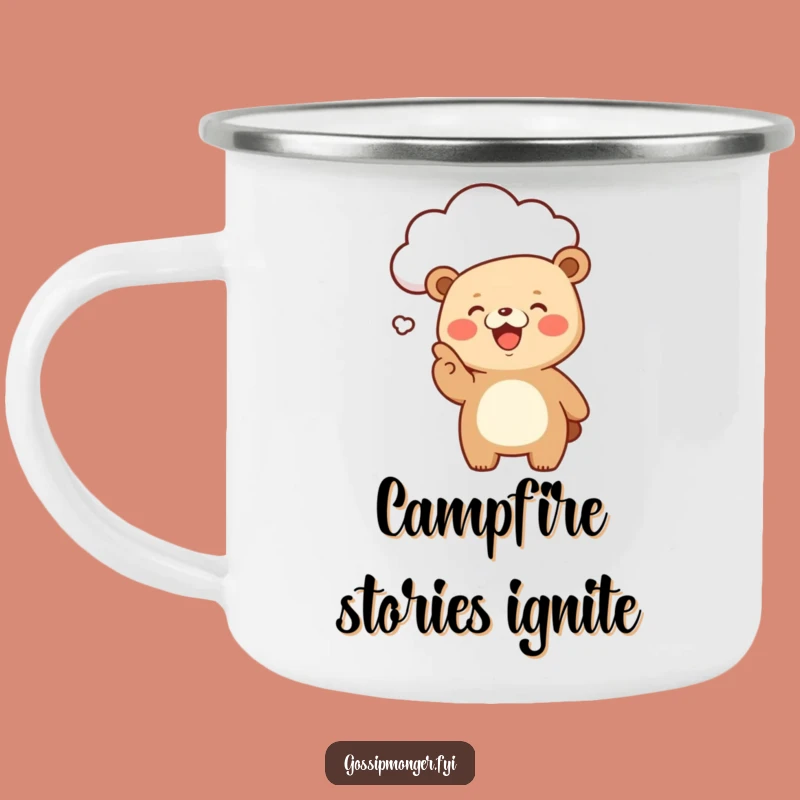 Funny Kawaii Bear Camp Mug, Giggling Cloud Pointer Outdoor Gift