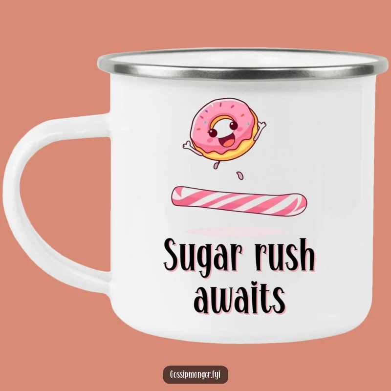 Funny Donut Candy Cane Camping Mug - Rugged & Hilarious Sweet Treat Drinkware