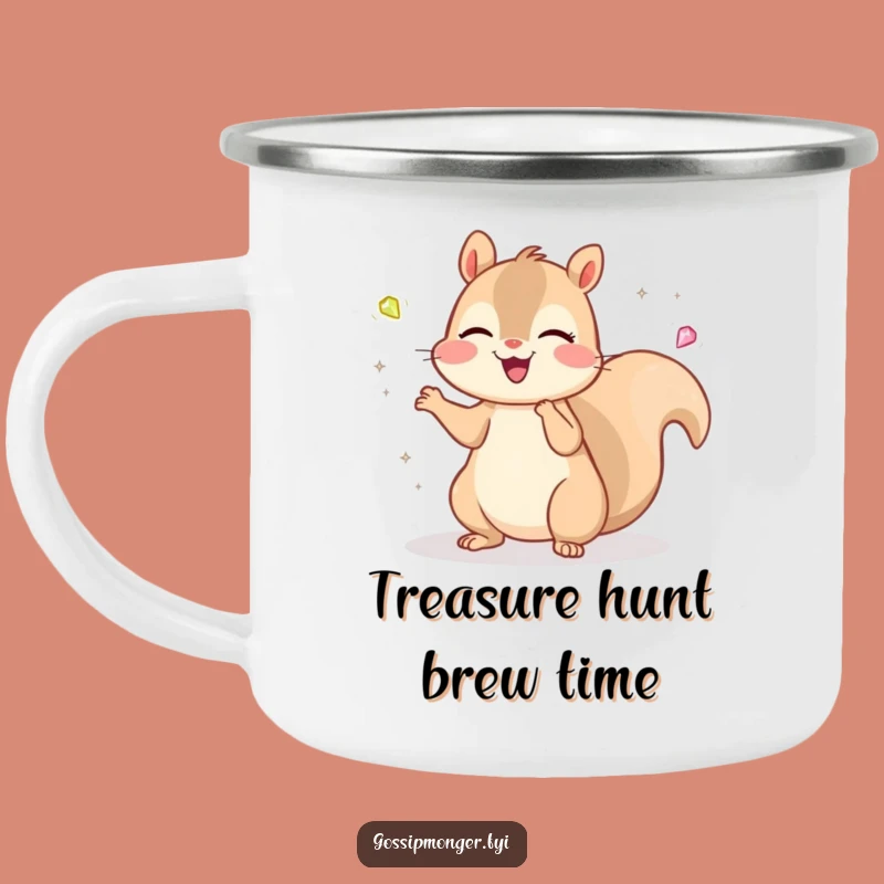 Funny Kawaii Squirrel Camp Mug, Cheerful Gem Juggler Outdoor Gift