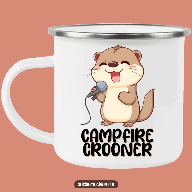 Funny Otter Camping Mug: Giggling Singer Otter Enamel Mug, Adventurous Musical Gift