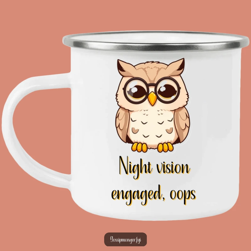 Funny Surprised Owl Camping Mug: Shocked Gentleman Owl for Outdoor Adventures