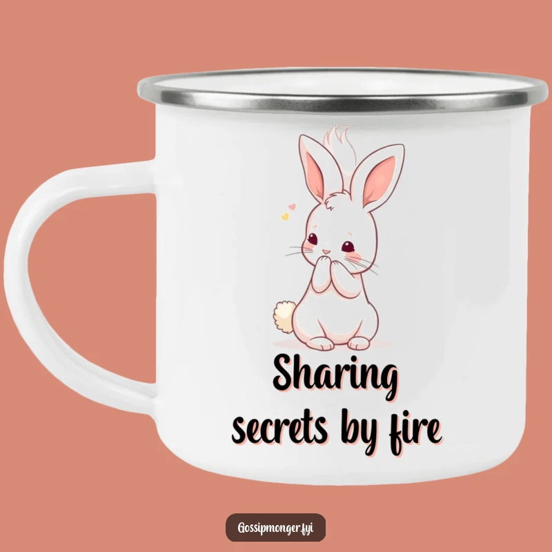Funny Kawaii Rabbit Camp Mug, Cute Whispering Outdoor Bunny Lover Gift