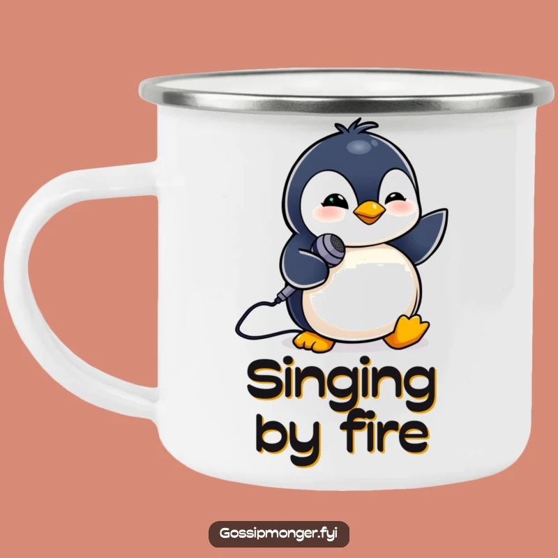 Funny Penguin Mic Camping Mug: Sing Your Campfire Songs