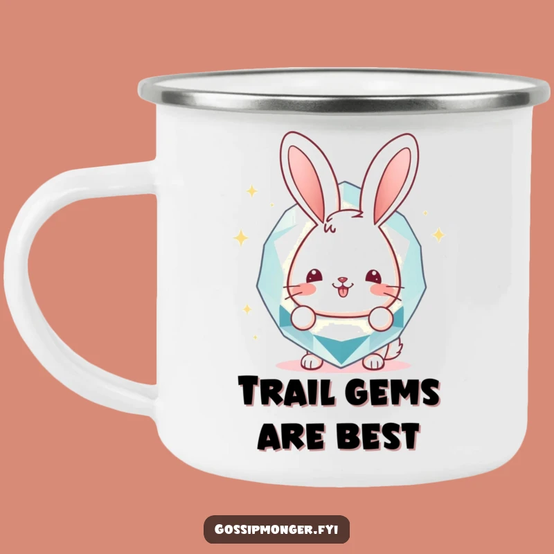 Funny Bunny Gemstone Camping Mug: Adventure Fuel with Cheerful Peek, Funny Gift