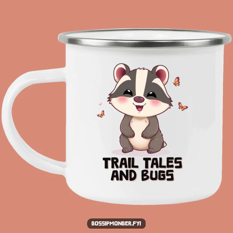 Funny Badger Butterfly Wings Camping Mug: Adventure Gossip Buddy, Funny Gift