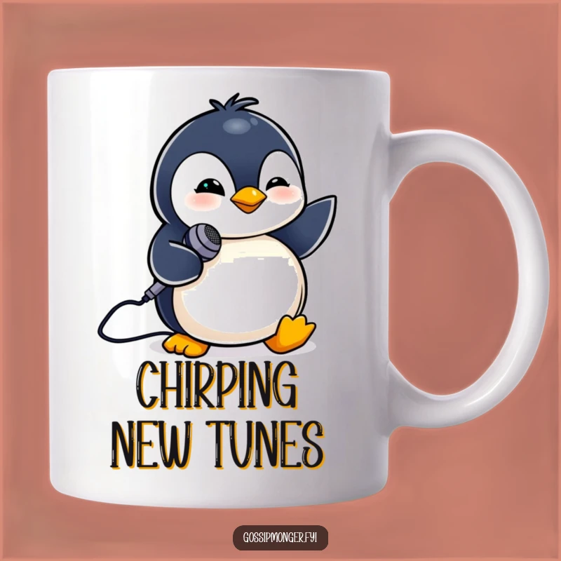 Funny Penguin Mic Mug: Rock Your Morning with Star Power