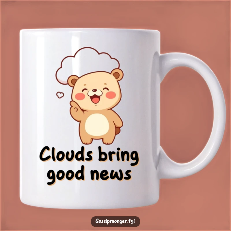 Funny Kawaii Bear Cloud Gossip Mug, Giggling Joyful Friend Gift