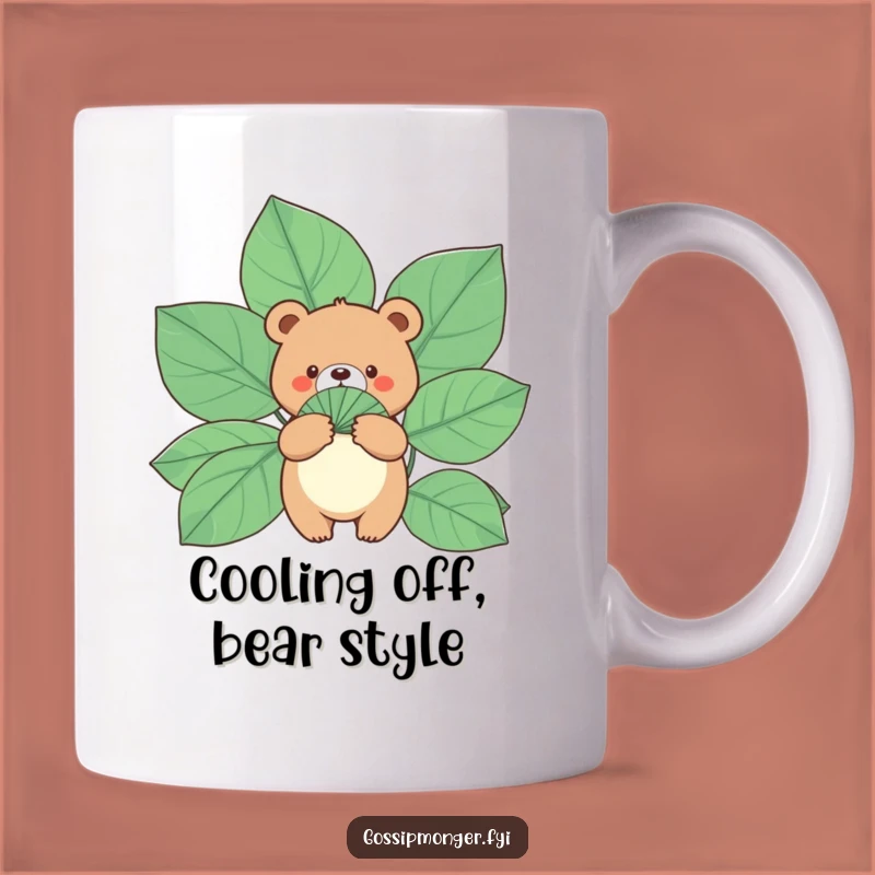 Funny Bear Leaf Fan Mug - Chilled Out Critter Gift