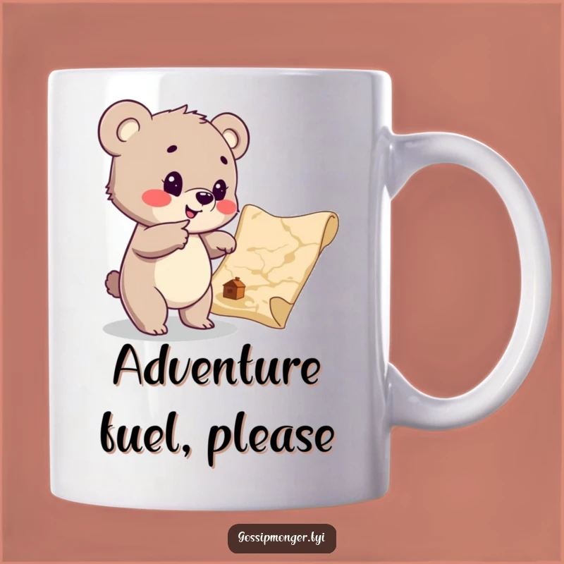 Funny Bear Cub Treasure Map Mug: Adventure Seeker's Funny Gift for Explorers