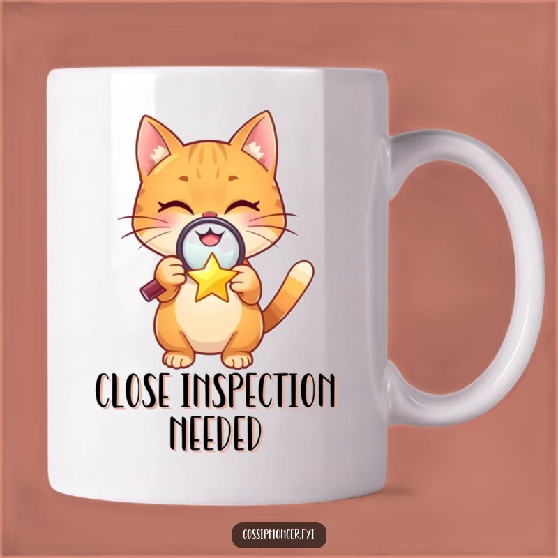 Funny Cat Magnifying Star Mug: Adorable Detective Design, Perfect Hilarious Gift