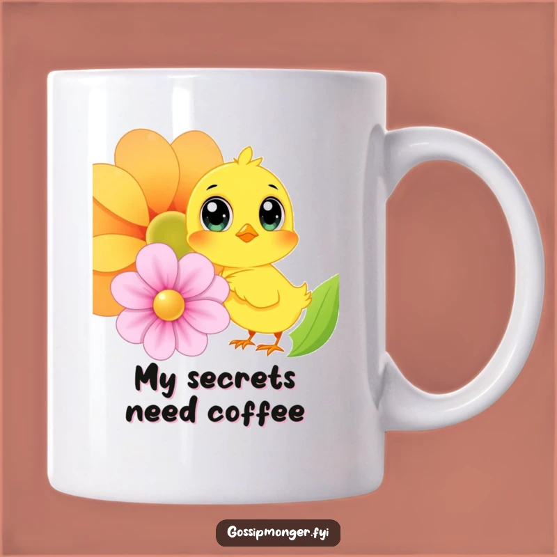 Funny Chick Whispering Secrets Mug: Adorable Oversized Eyes, Perfect Funny Gift for Bird Lovers