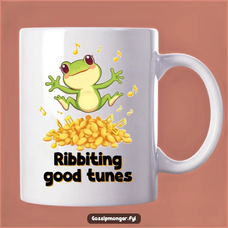 Funny Frog Music Mug: Joyful Jumper Design, Perfect Hilarious Gift