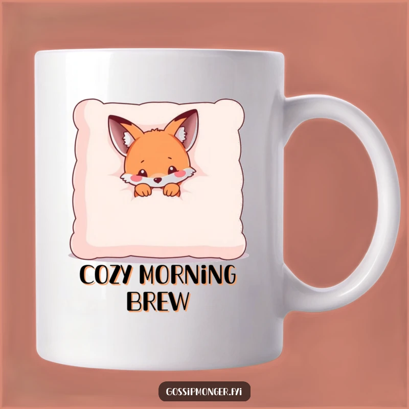 Funny Kawaii Fox Pillow Mug: Shy Character, Perfect Funny Gift for Cuddles