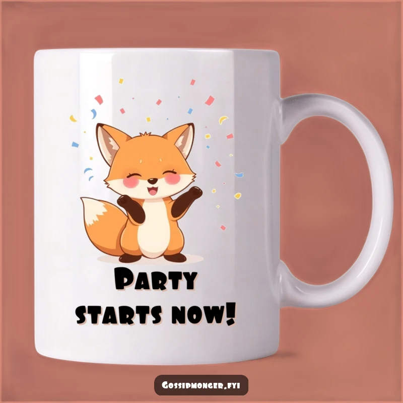 Funny Fox Mug, Joyful Confetti Thrower, Hilarious Animal Gift!