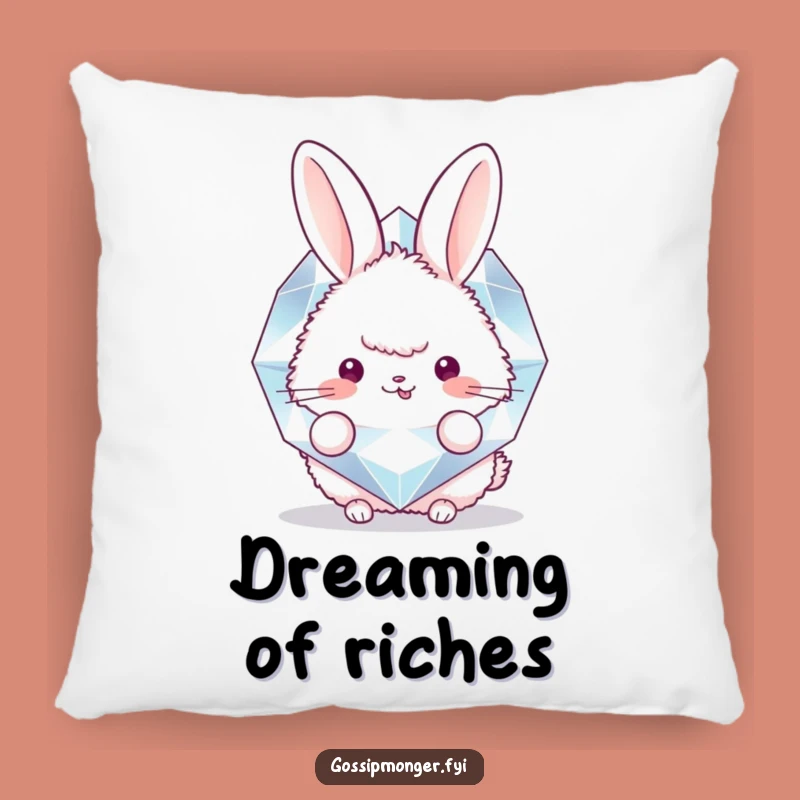 Funny Bunny Diamond Pillow: Cozy Fluffy Rabbit Accent Cushion
