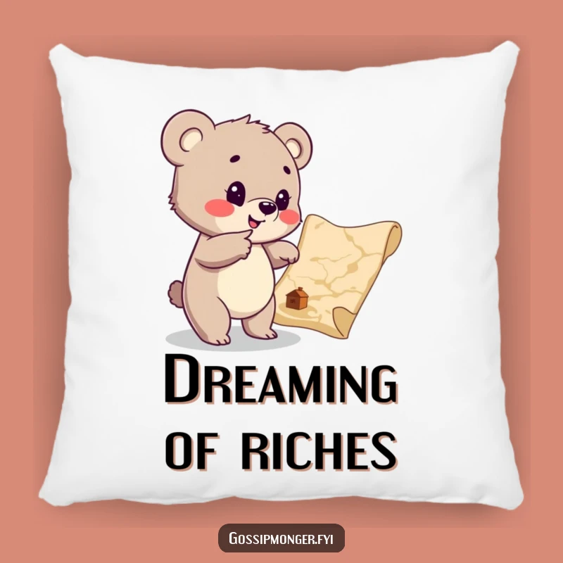 Soft Funny Bear Cub Treasure Map Pillow: Cuddle Up with Adventure