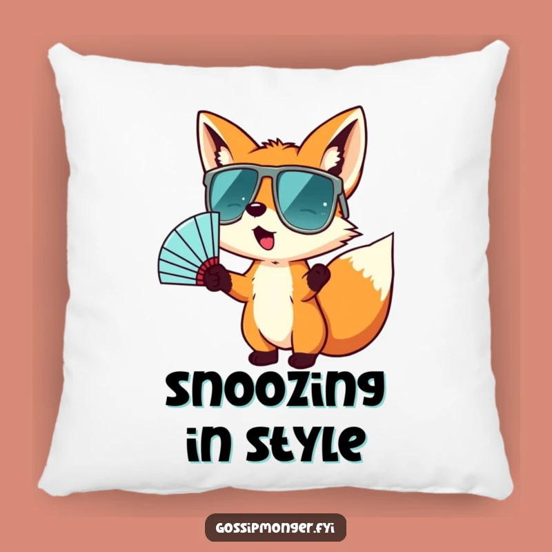 Funny Fox Sunglasses Fan Pillow: Cool Wild Accent Cushion
