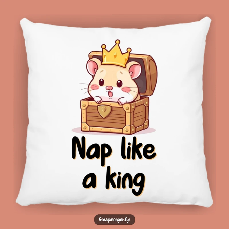 Funny Hamster Crown Pillow: Cozy Royalty with Treasure Peek, Funny Gift