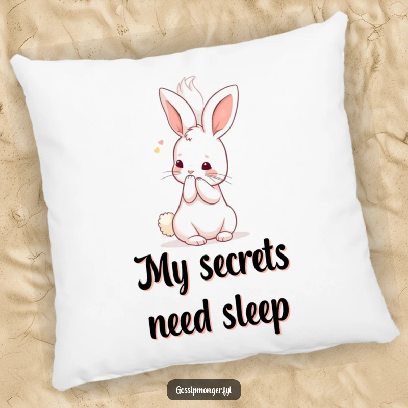 Funny Kawaii Rabbit Pillow: A tiny, cute bunny whispers secrets into a giant, fluffy ear, offering comfort and a touch of humor.