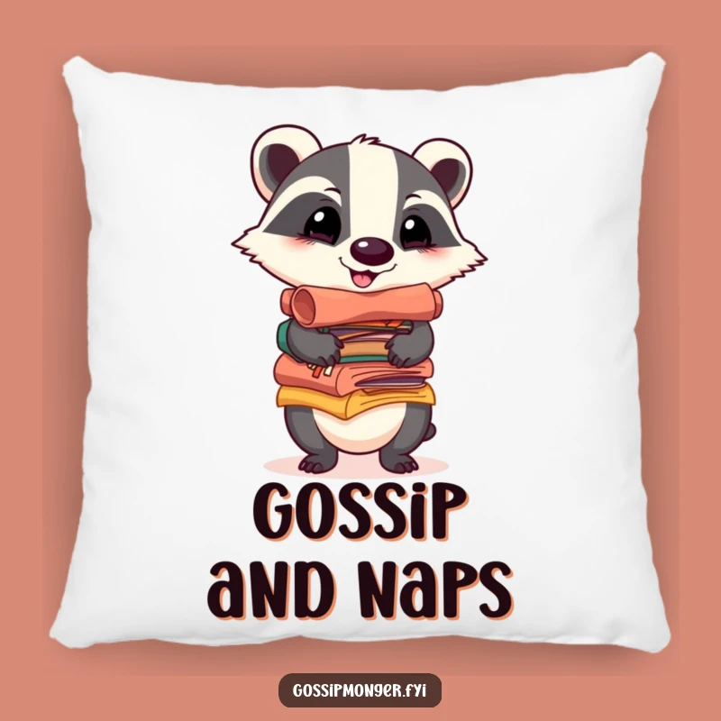 Funny Badger Scrolls Pillow: Cozy Cheerful Cushion