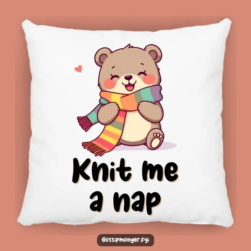 Funny Bear Pillow: Joyful Knitter For A Comfy Hilarious Gift