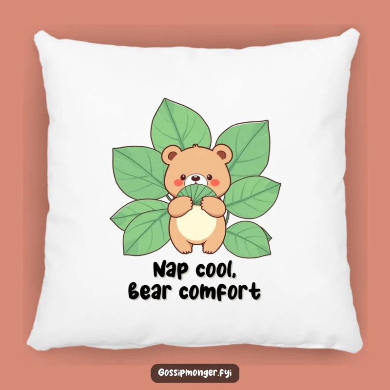 Funny Bear Leaf Fan Pillow - Cozy Relaxation Comfort Gift