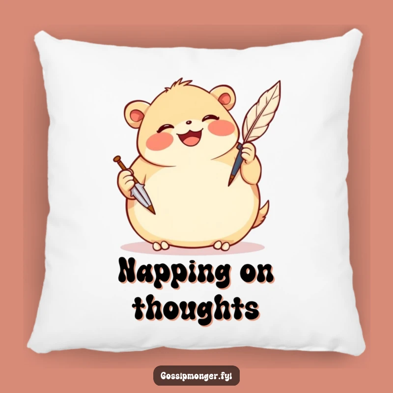 Funny Scribe Creature Pillow: Cozy Quill Comfort, Perfect Humorous Accent!