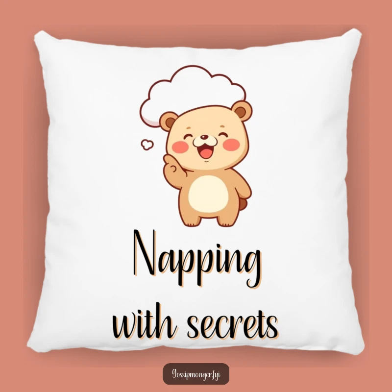 Funny Kawaii Bear Cloud Pillow, Giggling Gossiper Comfort Cushion Gift
