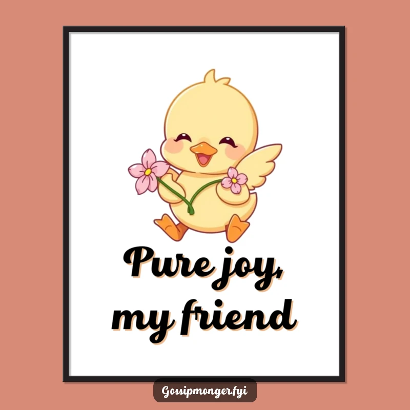 Funny Duckling Flower Digital Print: Instant Joyful Fluttering Art for Your Walls