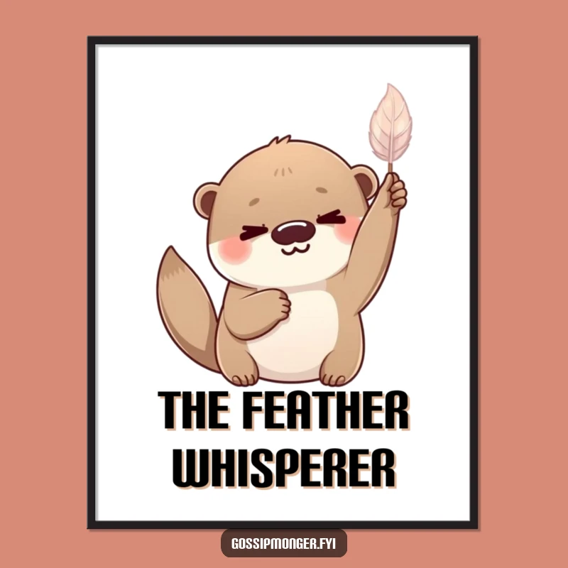 Funny Otter Feather Digital Art: Printable Whimsical Decor For Walls