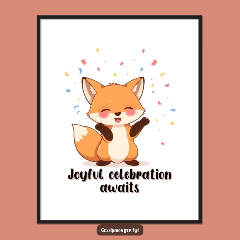 Funny Fox Digital Art, Joyful Confetti Printable, Hilarious Instant Gift!