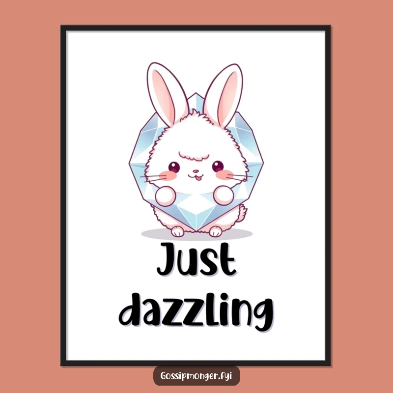 Funny Bunny Diamond Digital Art: Fluffy Rabbit Peek-a-Boo Print