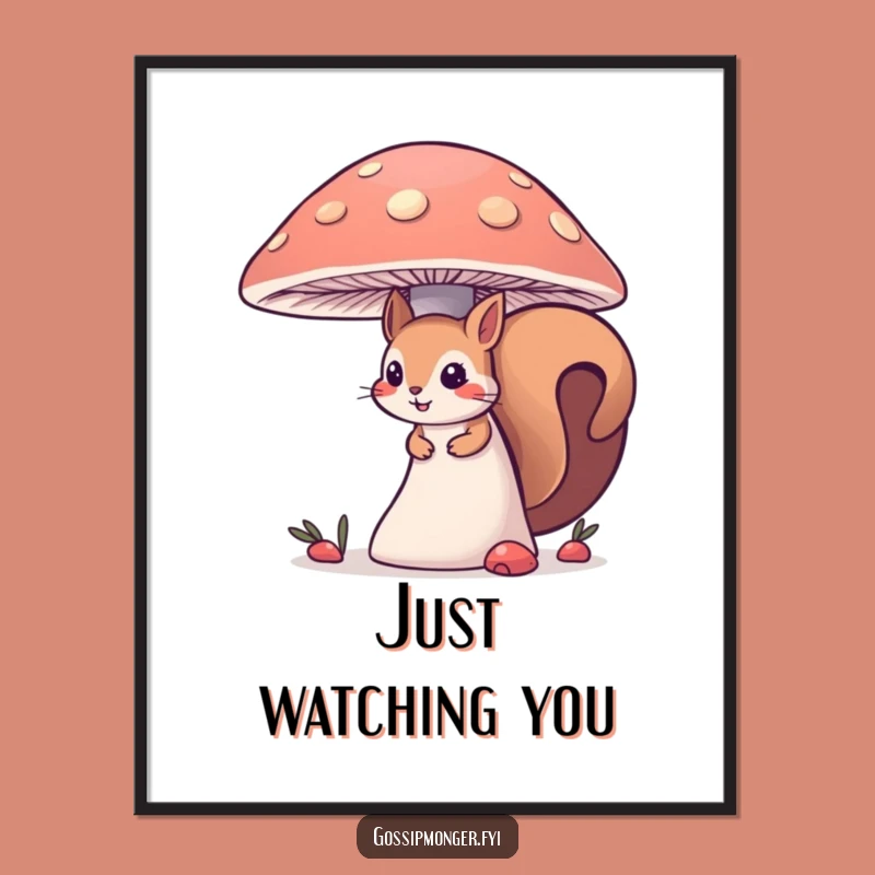 Funny Curious Squirrel Digital Art - Instant Woodland Decor