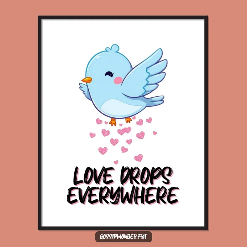 Funny Bluebird Hearts Digital Art: High-Quality Playful Flutter, Perfect Funny Gift Download
