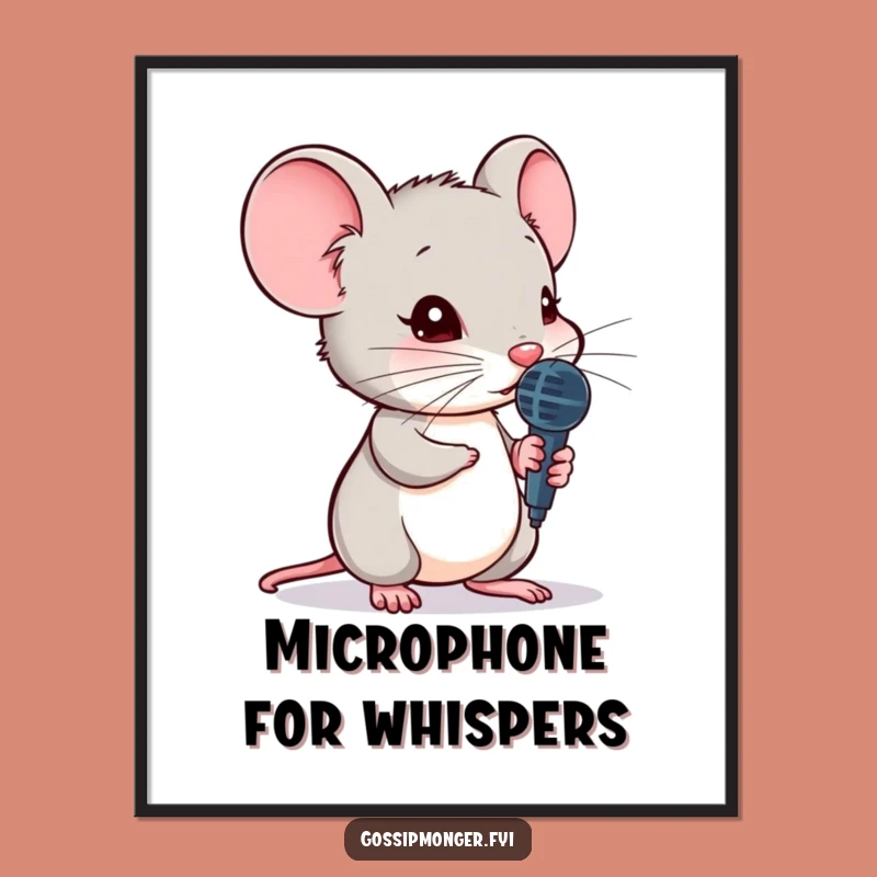 Funny Mouse Digital Print - Secret Listener Character Art Gift