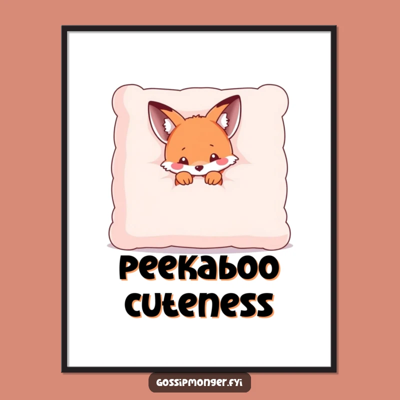Funny Kawaii Fox Art Print: Shy Character, Perfect Funny Gift