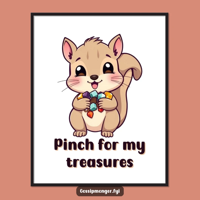 Funny Squirrel Digital Art - Mischievous Trinket Art Print Gift