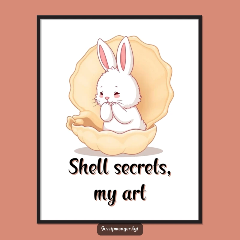 Funny Bunny Secret Whispers Digital Art Print - Whimsical Animal Decor Gift