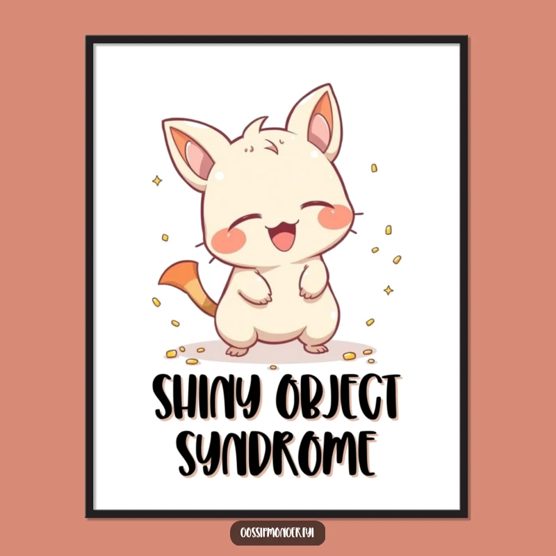 Funny Mischievous Creature Digital Print - Giggling Scatterer Instant Art Download