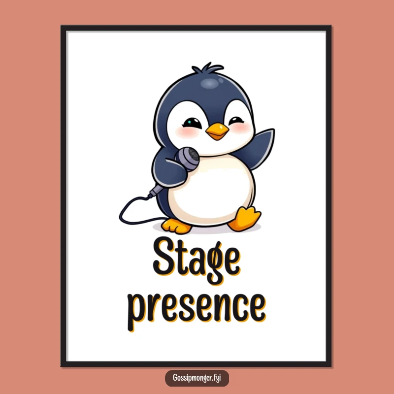 Funny Penguin Mic Digital Art: Instant Star Power for Your Walls