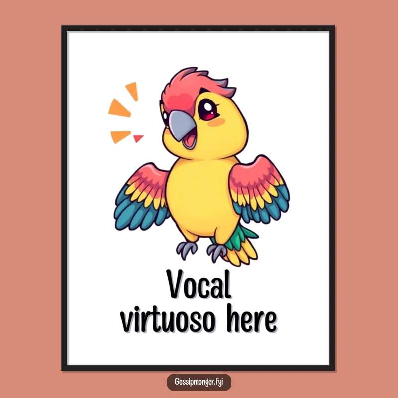 Funny Parrot Sound Digital Art: Printable Vibrant Decor For Loud Walls