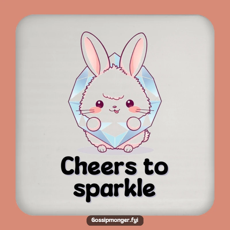 Funny Bunny Diamond Coaster Set: Fluffy Rabbit Drink Protector