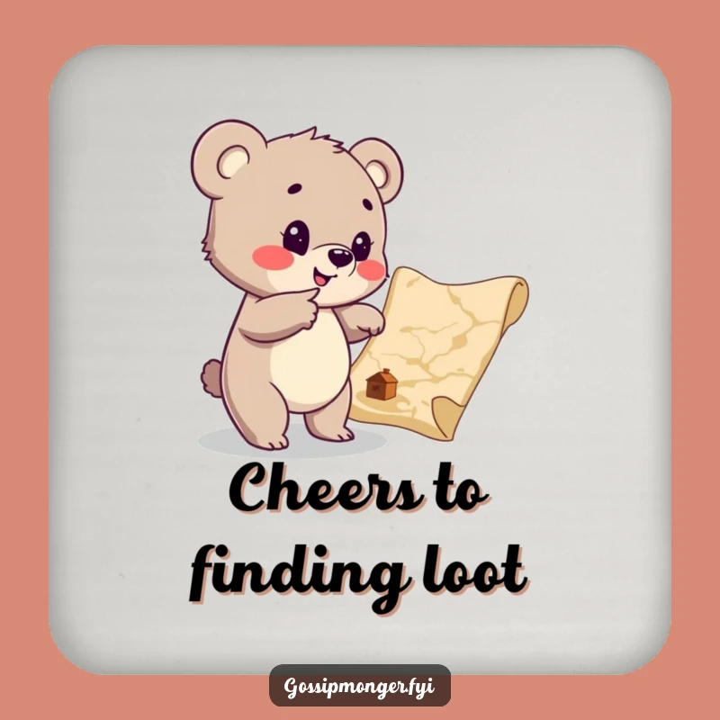 Funny Bear Cub Treasure Map Coasters: Protect Surfaces with Playful Charm
